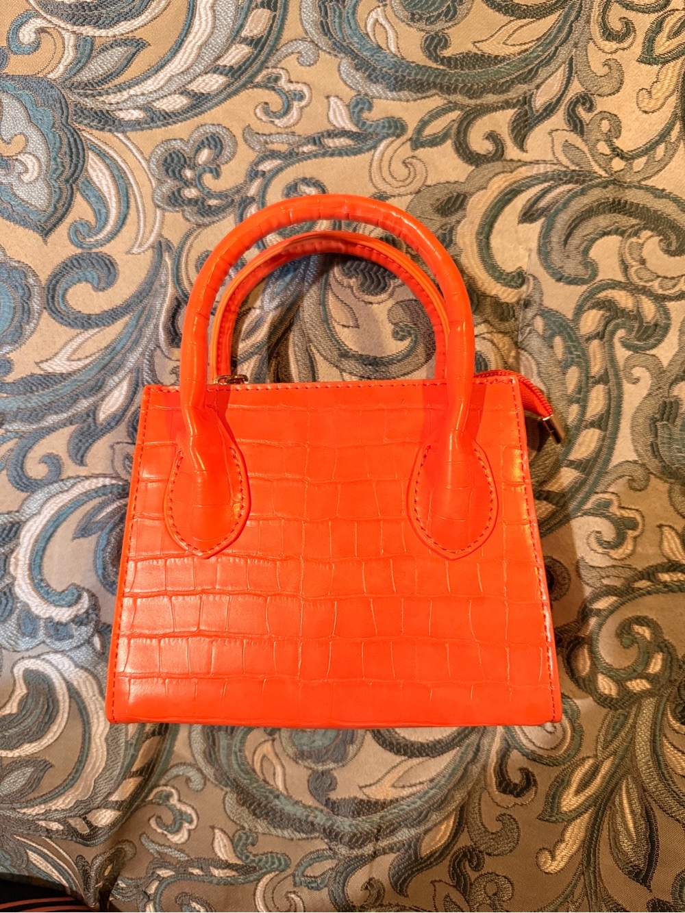 Women's Croc-Embossed Mini Purse - Orange